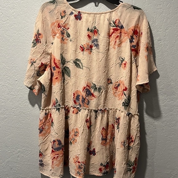 Lucky Brand Cream Flutter Sleeve Blouse boho - Picture 4 of 4
